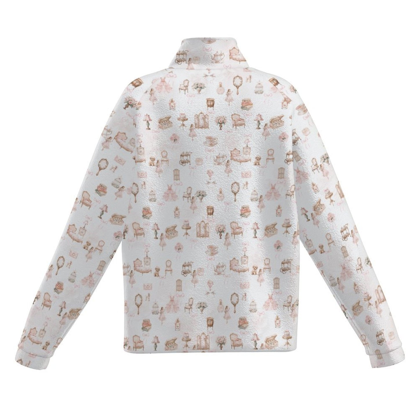 All Over Print Women's Casual Fleece-Lined Button-Up Jacket with Chest Pocket