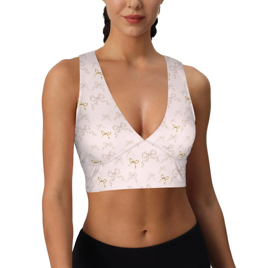 V Neck Sports Crop - Collection 1 - Rococo Blush