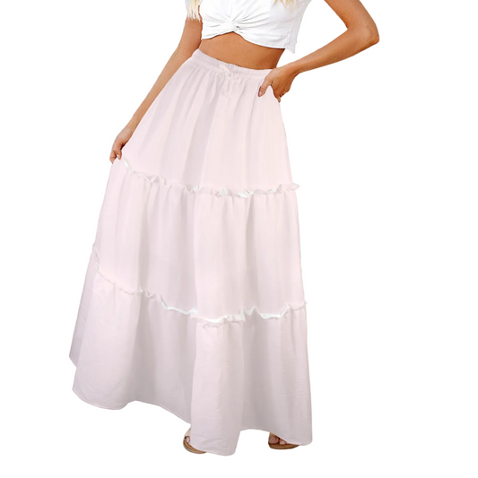 Ruffle Trim Maxi Skirt - Mignard