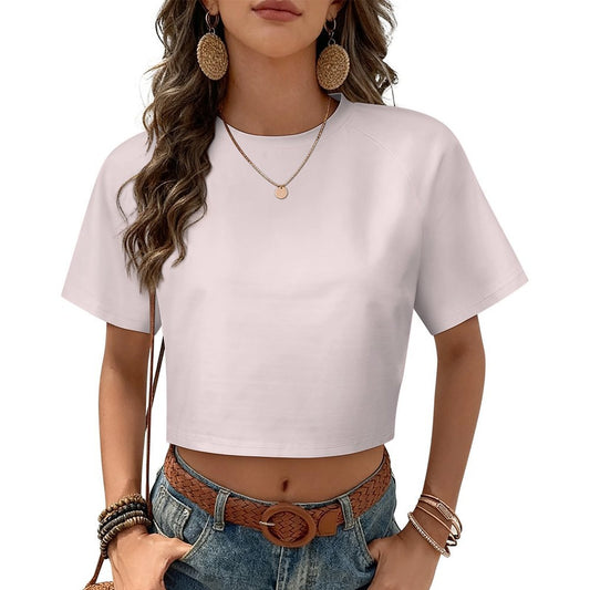 Custom Women's Short Sleeve Crew Neck Cropped Tee Crop T Shirt
