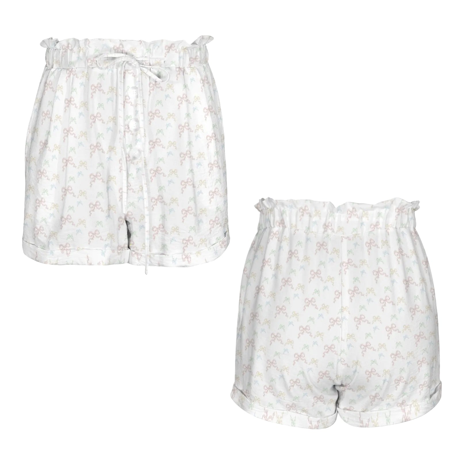 Ruched Waist Shorts - Collection I - Rococo Bows