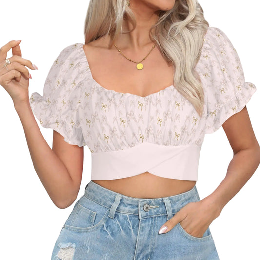 Back Tie Ruffle Crop Top - Collection 1 - Rococo Blush