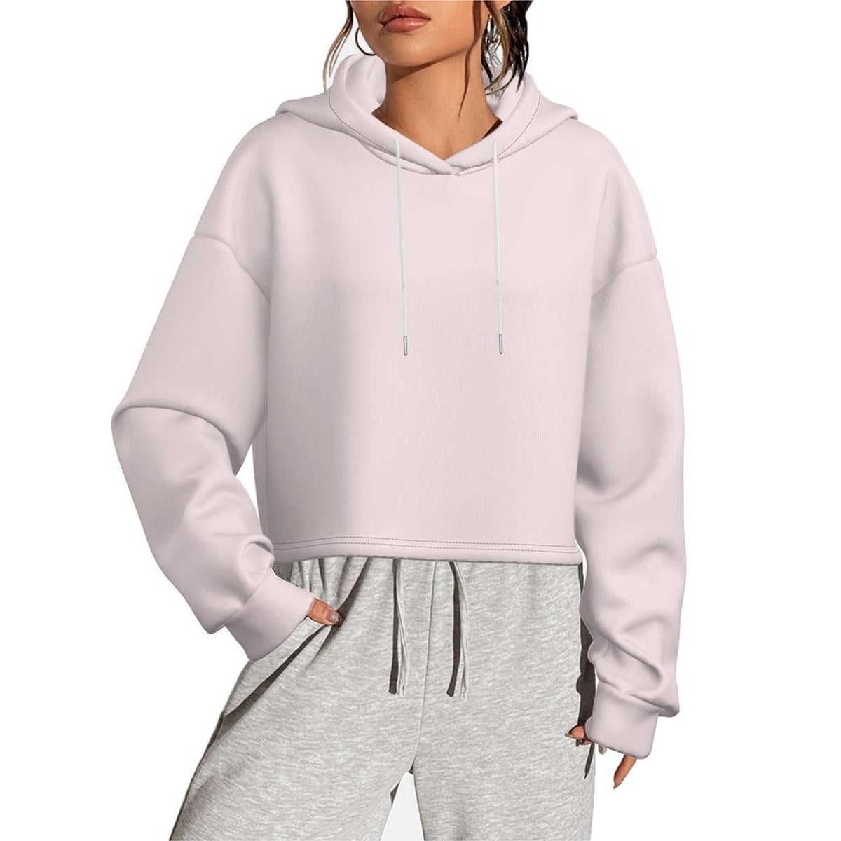 Custom Women's Cropped Long Sleeve Casual Hoodie