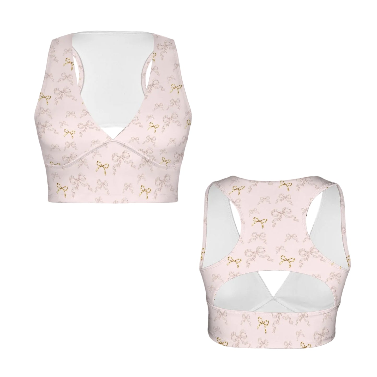 V Neck Sports Crop - Collection 1 - Rococo Blush