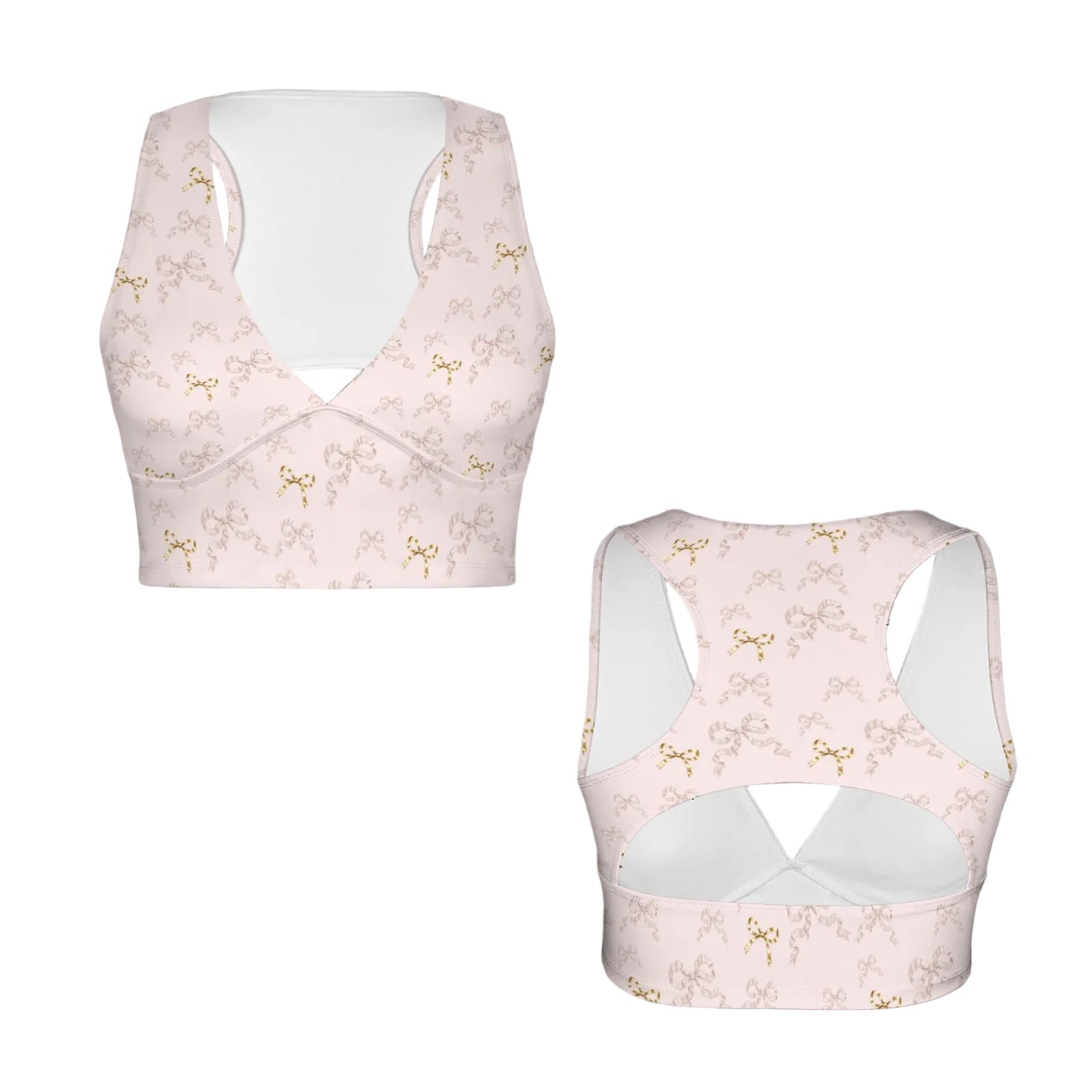 V Neck Sports Crop - Collection 1 - Rococo Blush