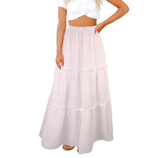 Ruffle Trim Maxi Skirt - Mignard