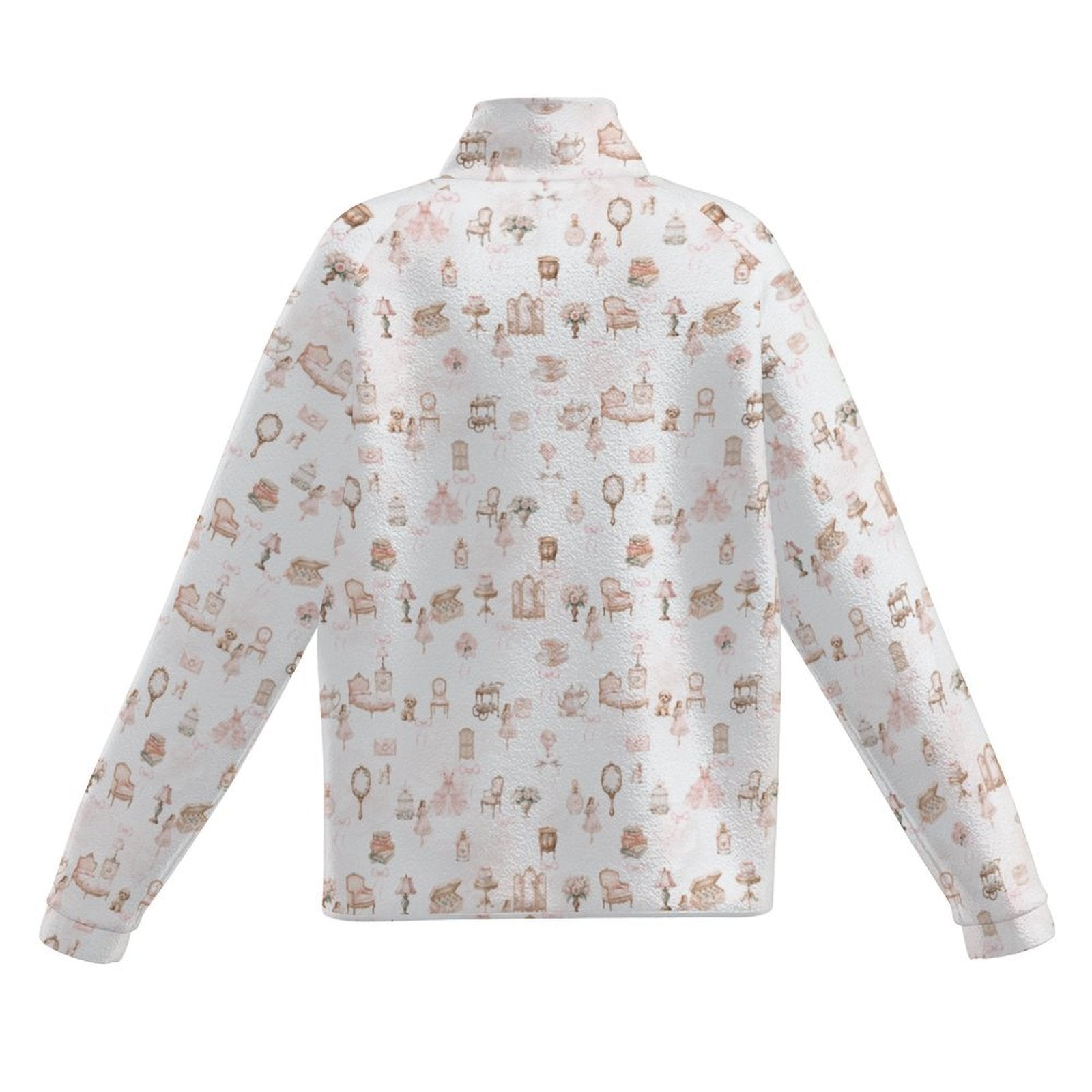All Over Print Women's Casual Fleece-Lined Button-Up Jacket with Chest Pocket