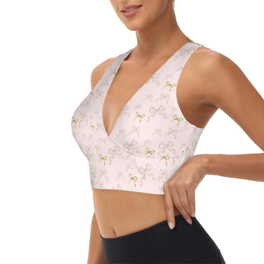 V Neck Sports Crop - Collection 1 - Rococo Blush